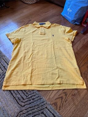 Polo by Ralph Lauren Yellow Short Sleeve L Custom fit Polo navy pony